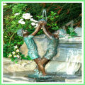 bronze water park fountain of two kids playing the ball for sale